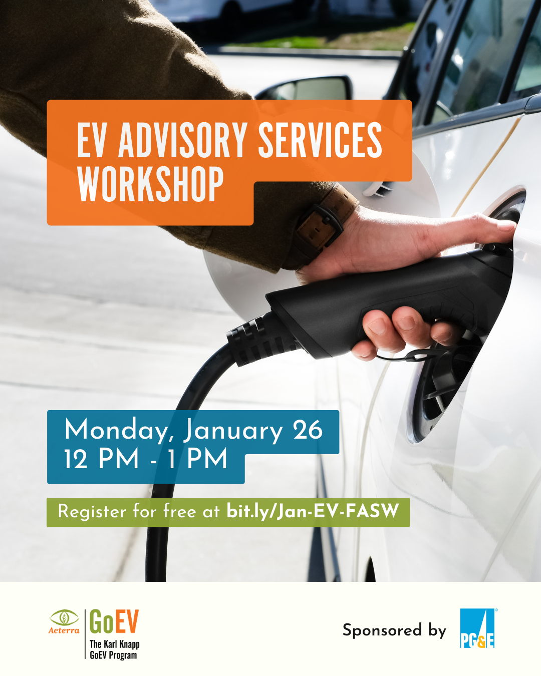 A flier for EV Advisory Services Workshop