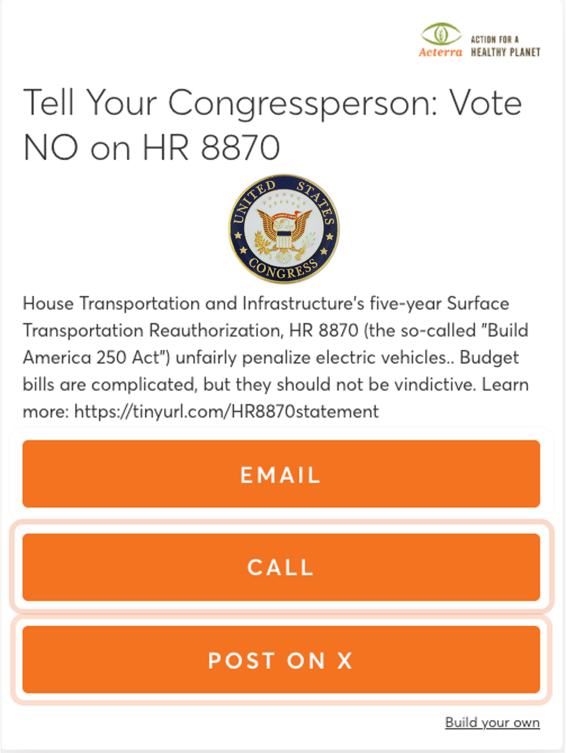 ActionButton - No on HR 8870