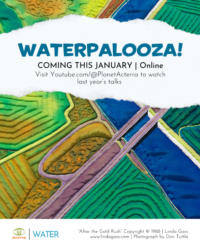 A flier for Waterpalooza! featuring a colorful background representing water and fields