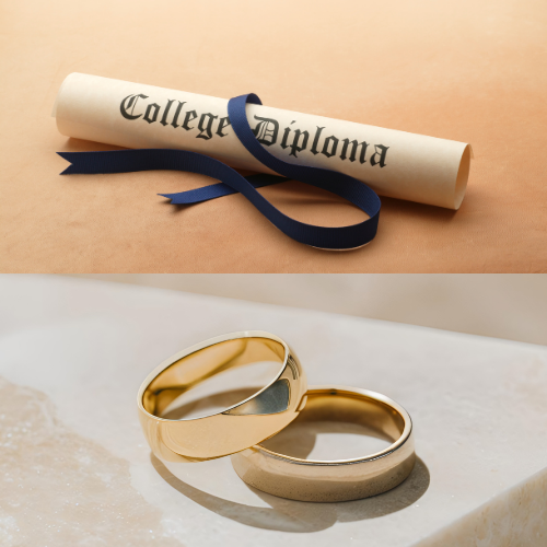 Diploma and Wedding Rings