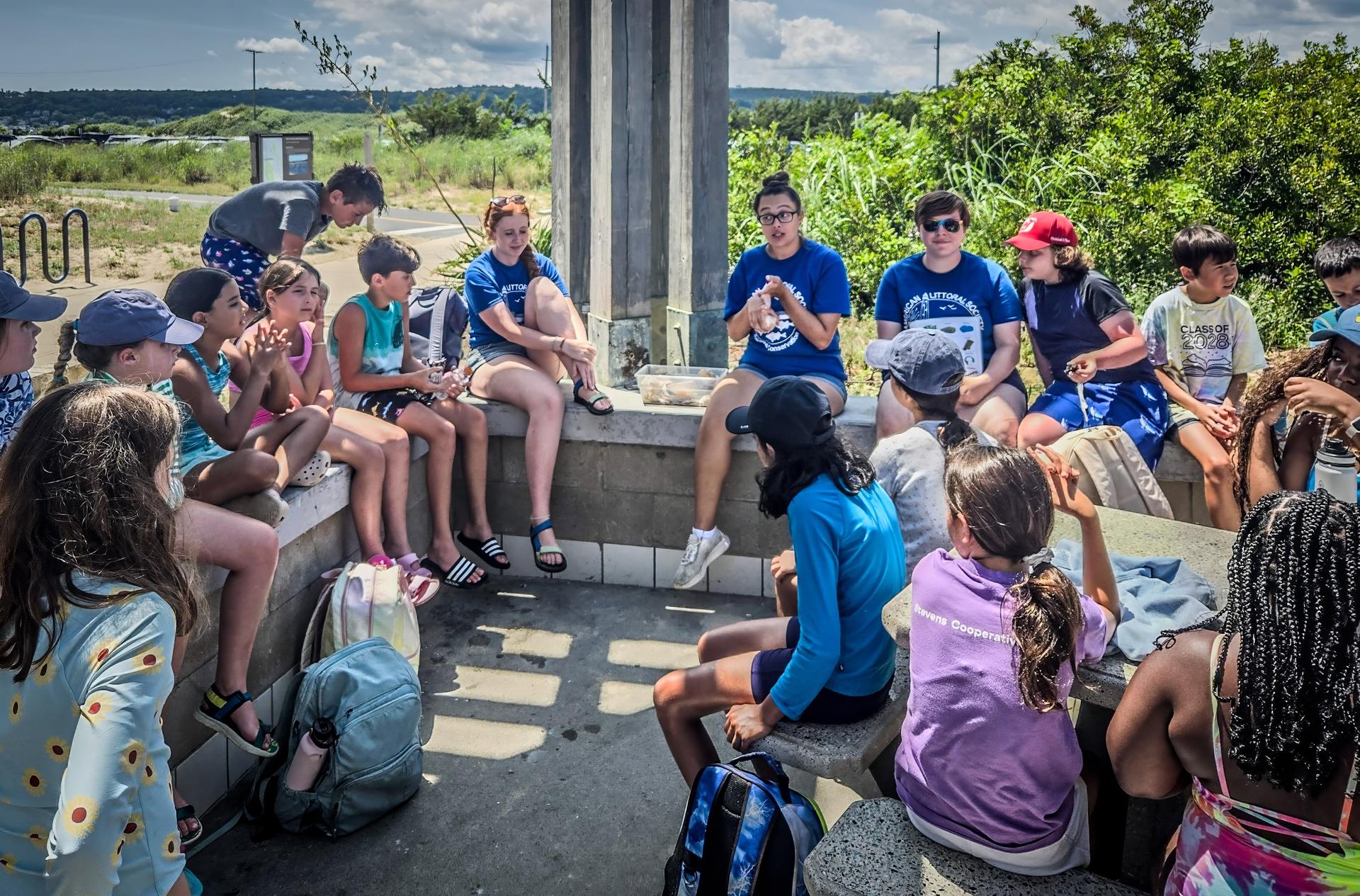 Sandy Hook R-Corps Members working with students on Sandy Hook