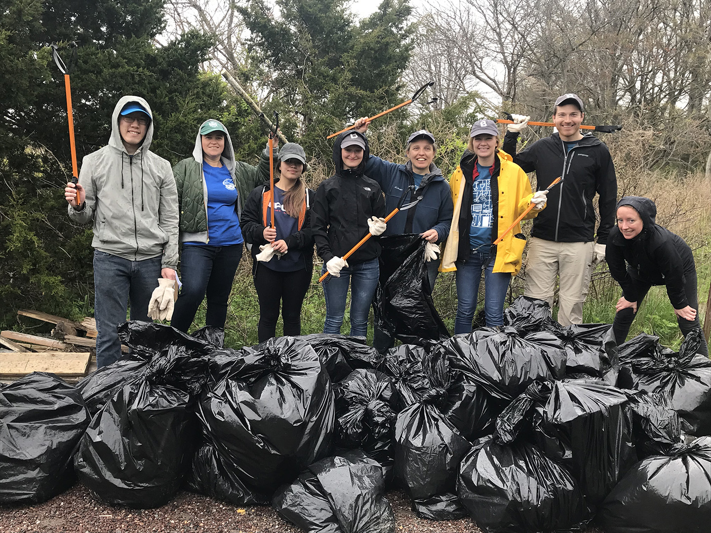 participants in a cleanup along Jamaica Bay, NY
