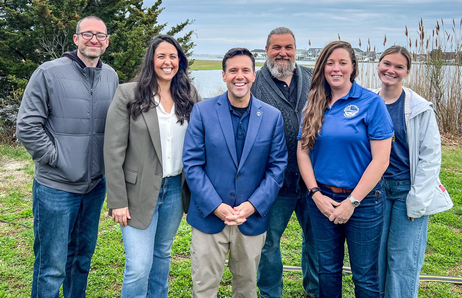 Littoral Society staff with NJDEP Commissioner Ed Potosnak in Point Pleasant, NJ for an Earth Day announcement of Climate Solutions grants