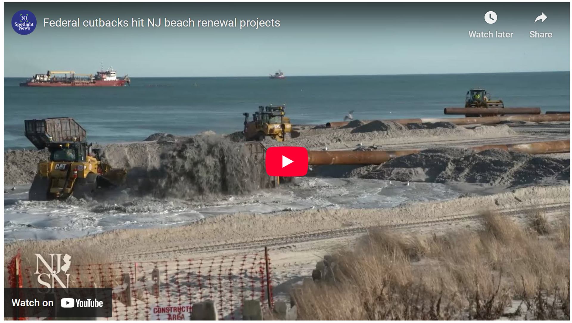 shoreline replenishment project on the jersey shore from video by NJ Sportlight