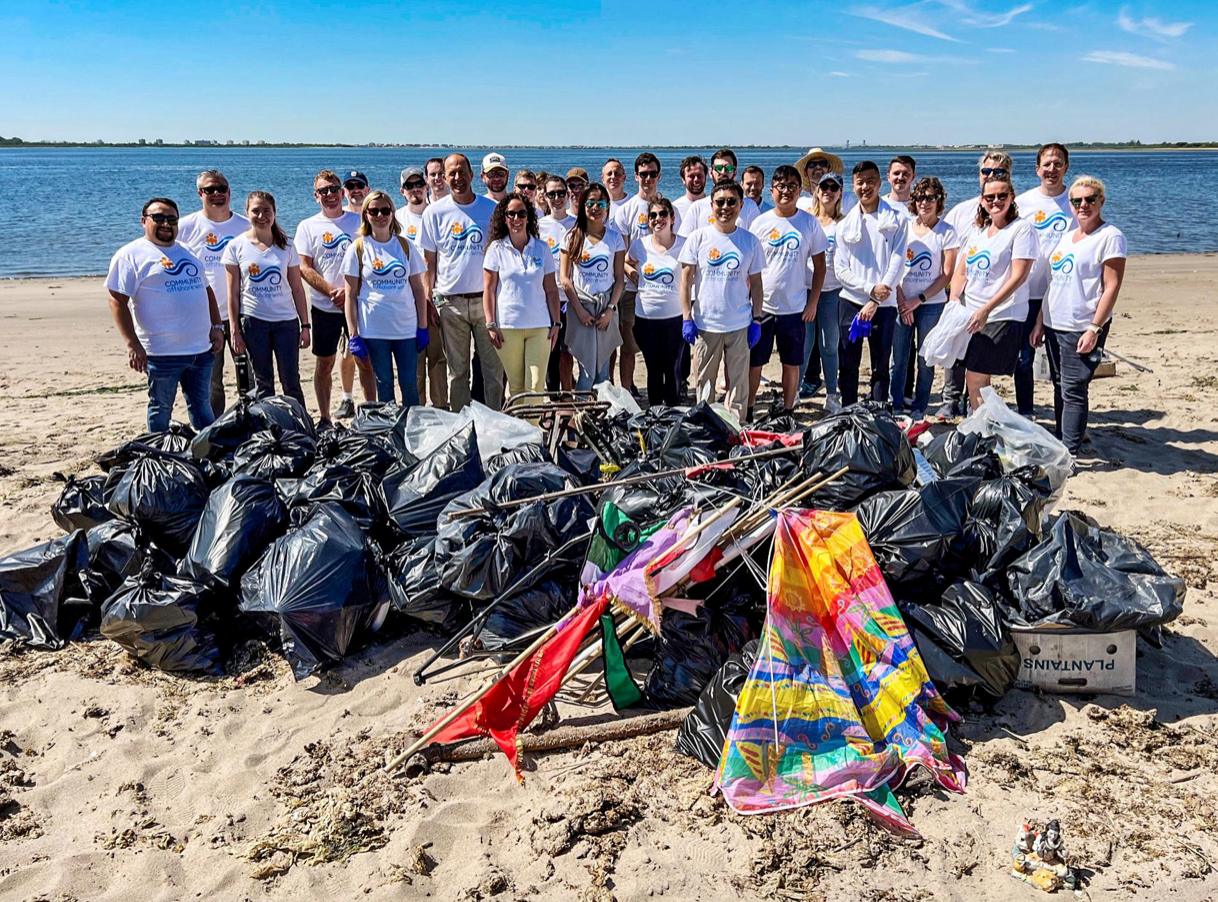 cleanup crew on a Jamaica bay beach