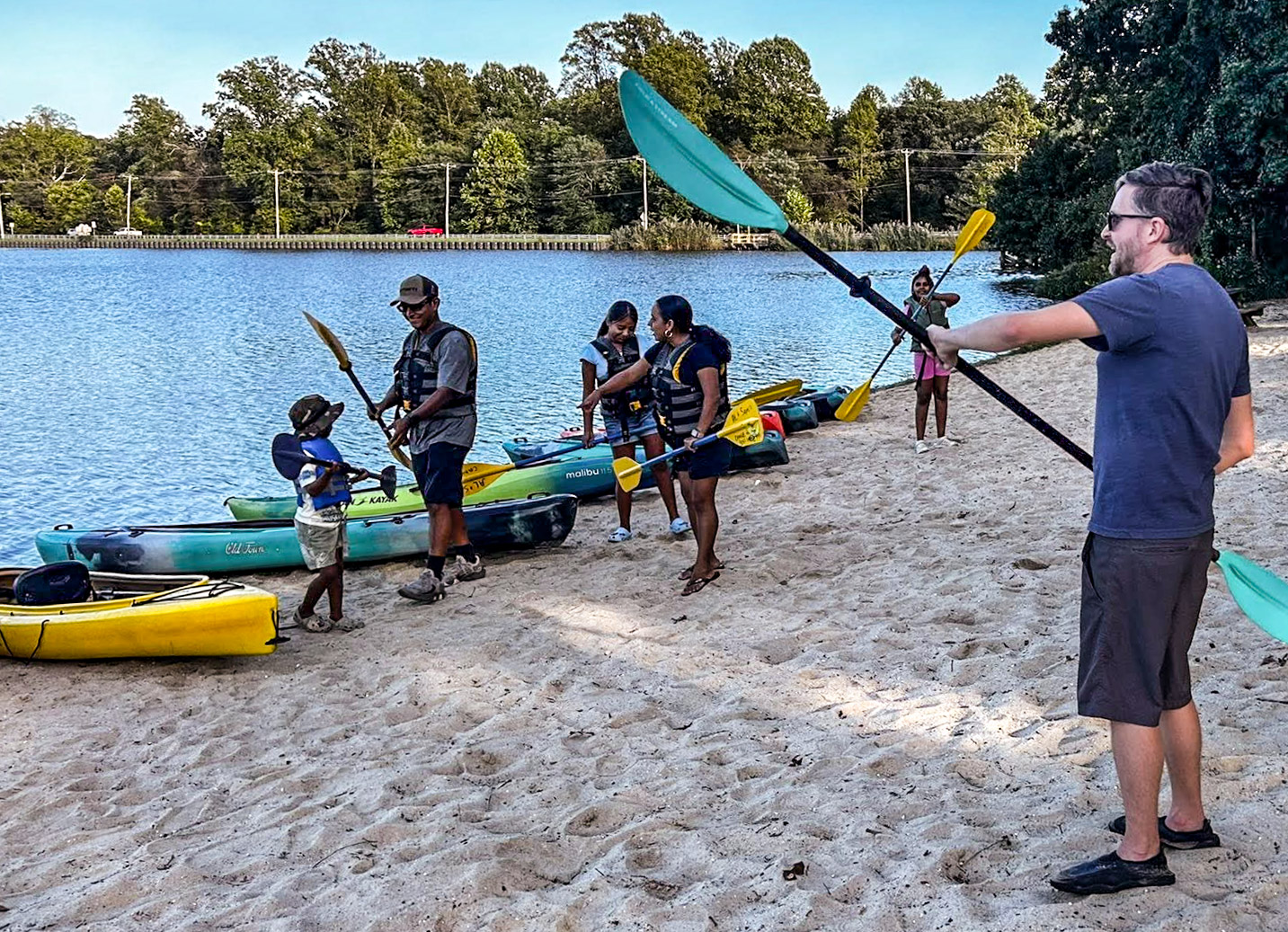 families from Bridgeton, NJ join us for kayaking on Sunset Lake