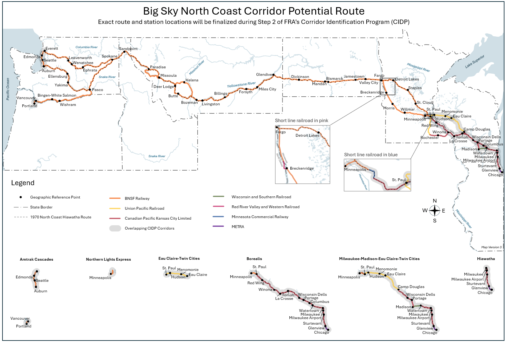 Big Sky North Coast Corridor Potential Route Map — updated 2026