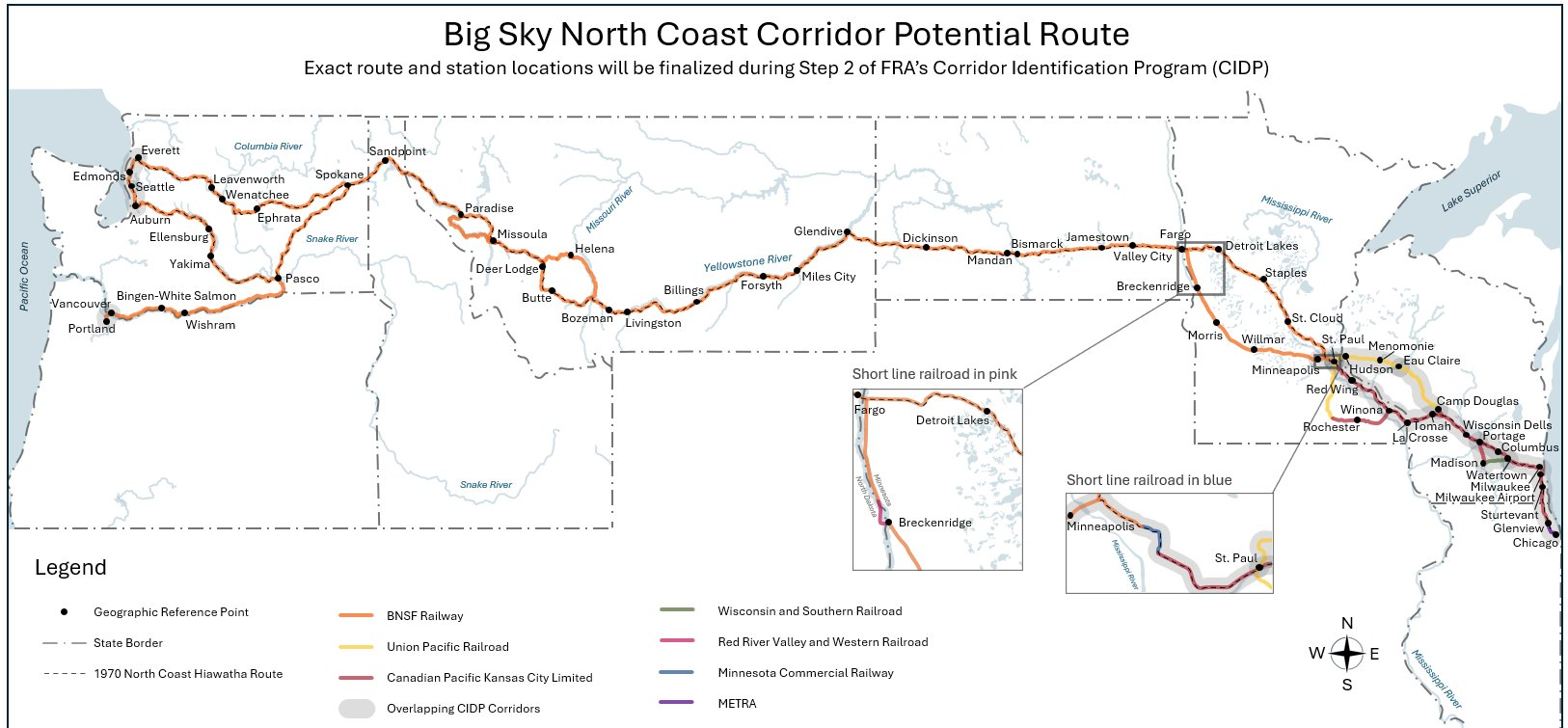 Big Sky North Coast Corridor Potential Route Map — updated 2026