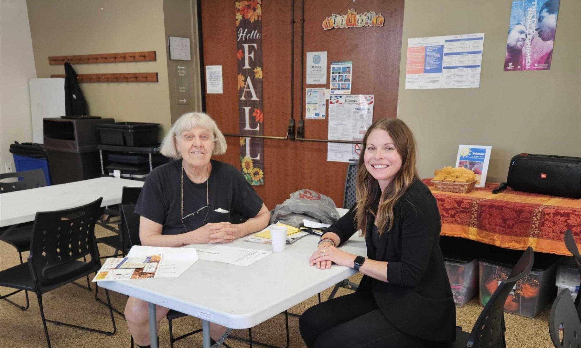 CDEL client ‘Ruth’ with a McDonald’s volunteer at CDEL’s POA Workshop with Oak Park Township on 9/30