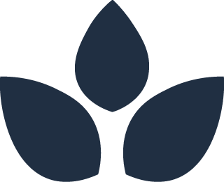 Simple leaf iconography in blue