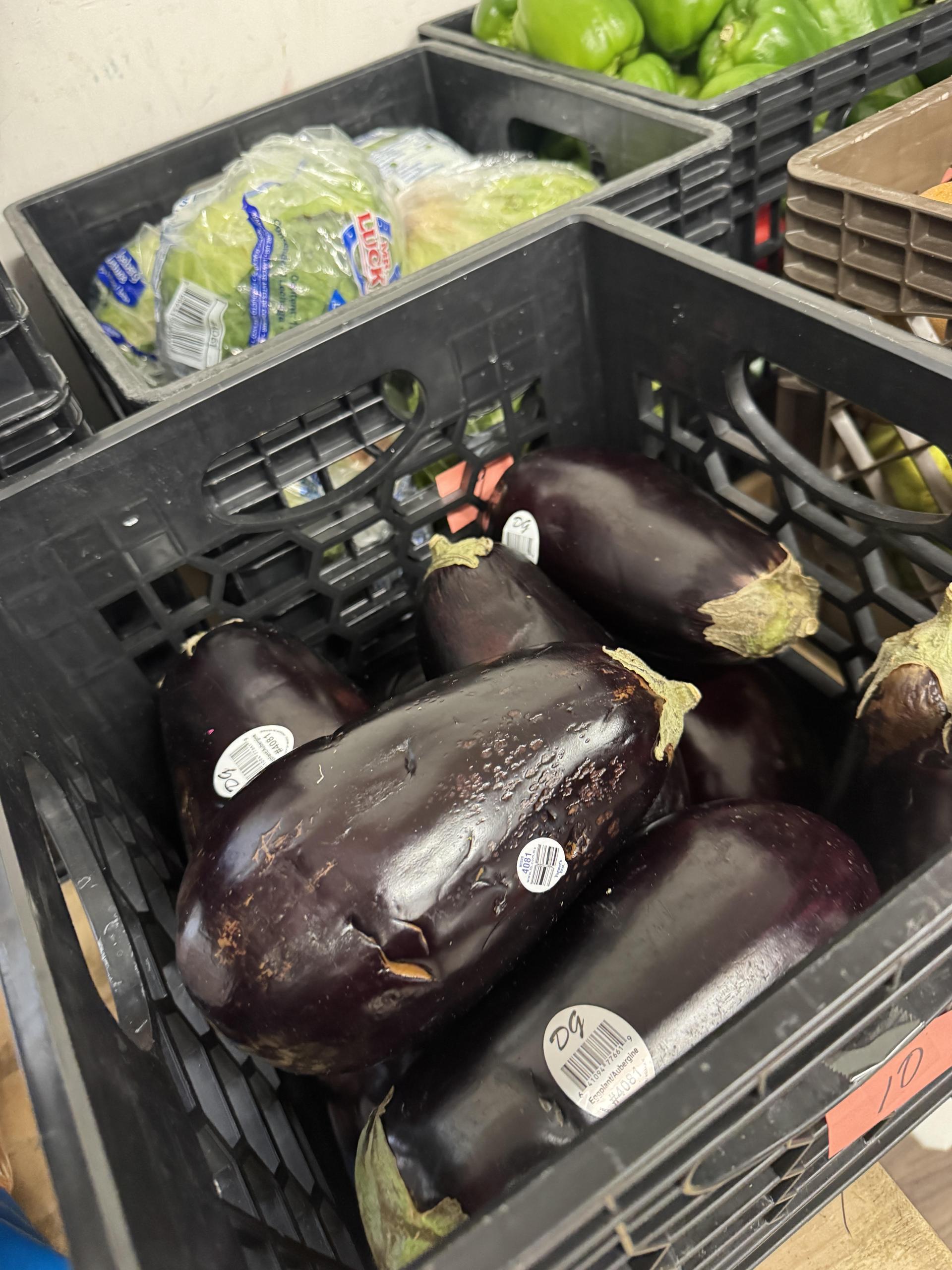eggplants in crate