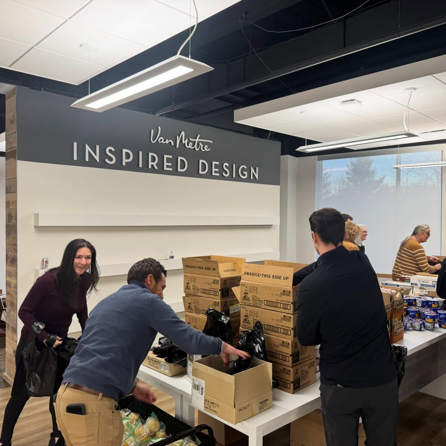 Van Metre volunteers packing food bags