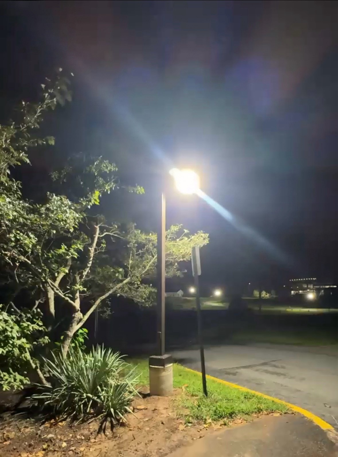 image of light pole outside at night