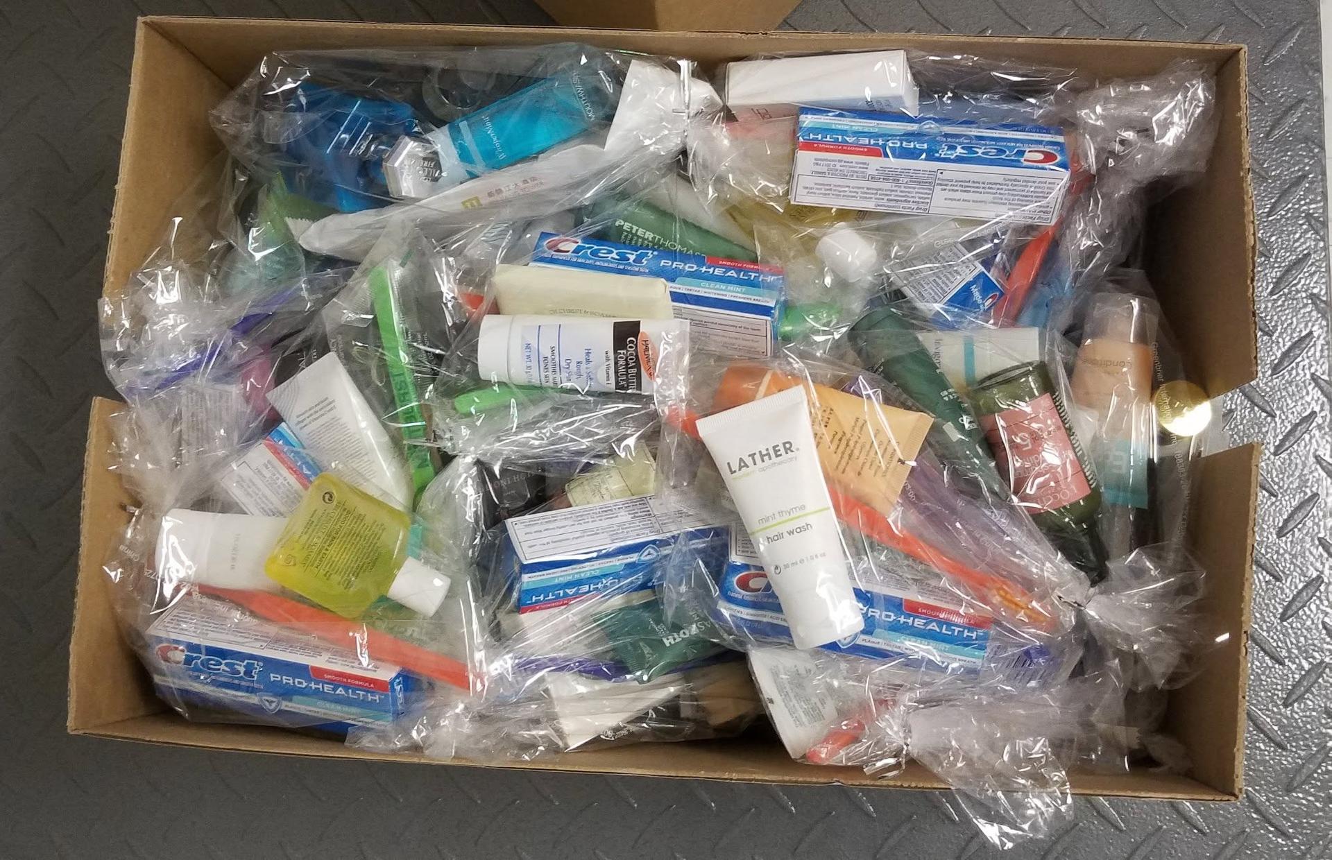 Box of various toiletry products