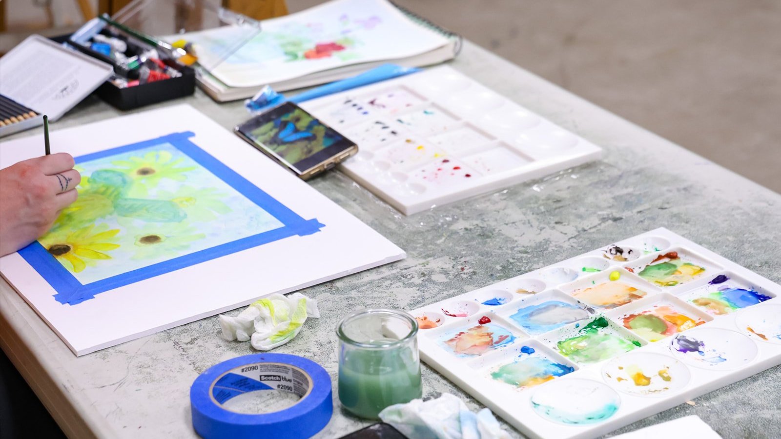 Watercolor Painting in Classroom photographed by Claire Hambrick