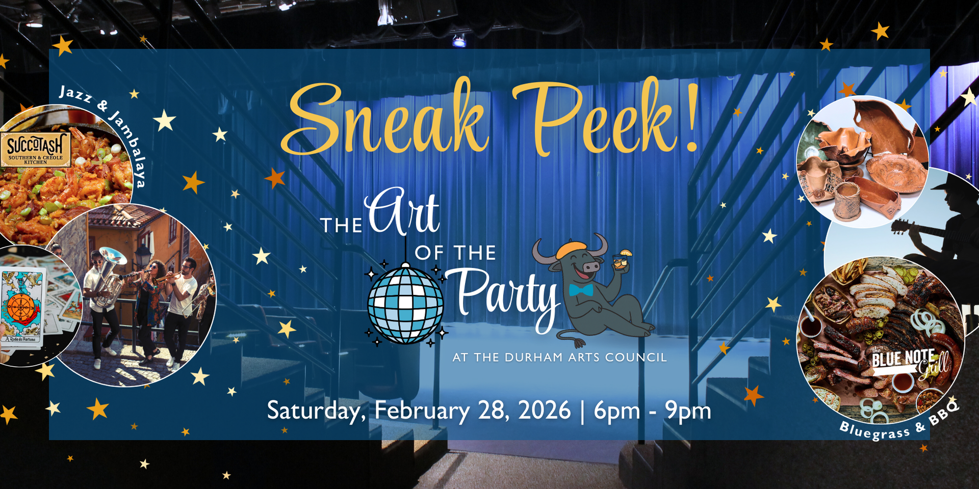 Sneak Peek for Art of The Party February 28th from 6PM to 9PM Tickets on Sale at DurhamArts.Org