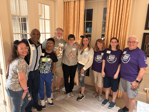 A group of families that attended Epilepsy Awareness Day at Disneyland.