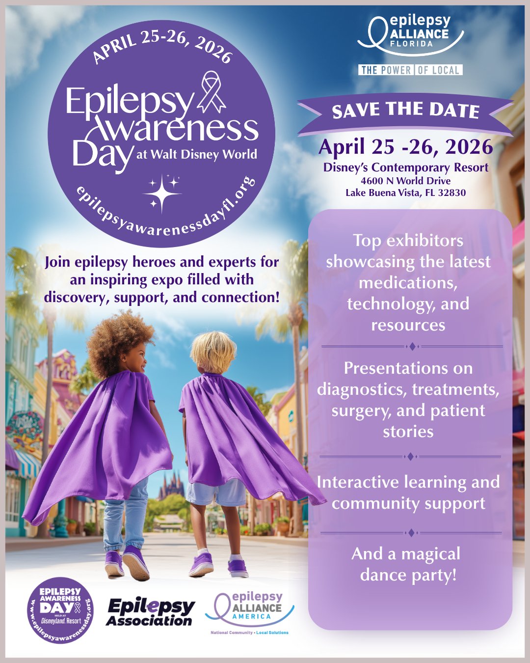 The first annual Epilepsy Awareness Day at Walt Disney World will take place April 25-26, 2026