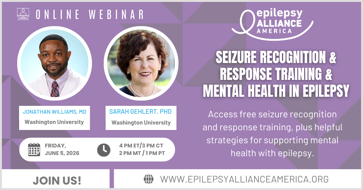 Online webinar Seizure Recognition and Response Training and Mental Health in Epilepsy 