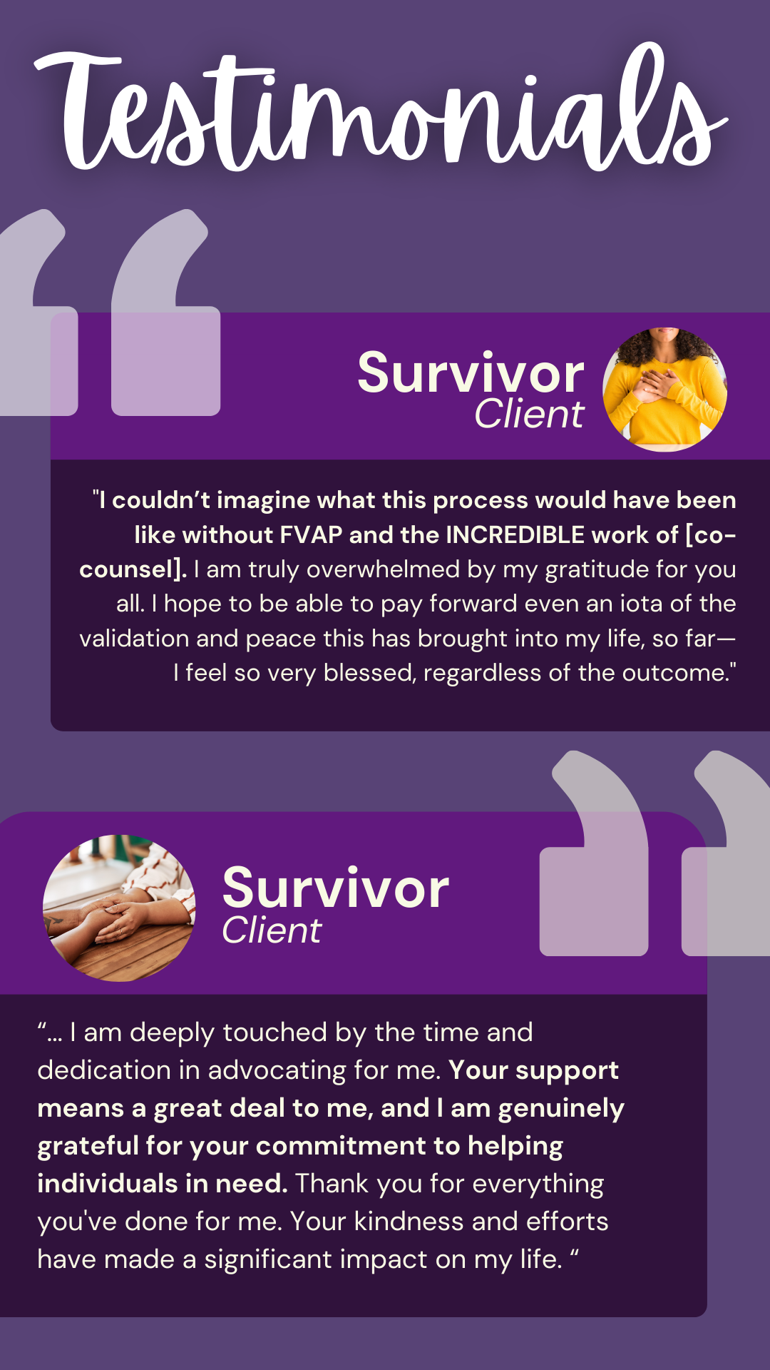 Testimony about FVAP’s positive impact by Melody Saint-Saens, J.D.