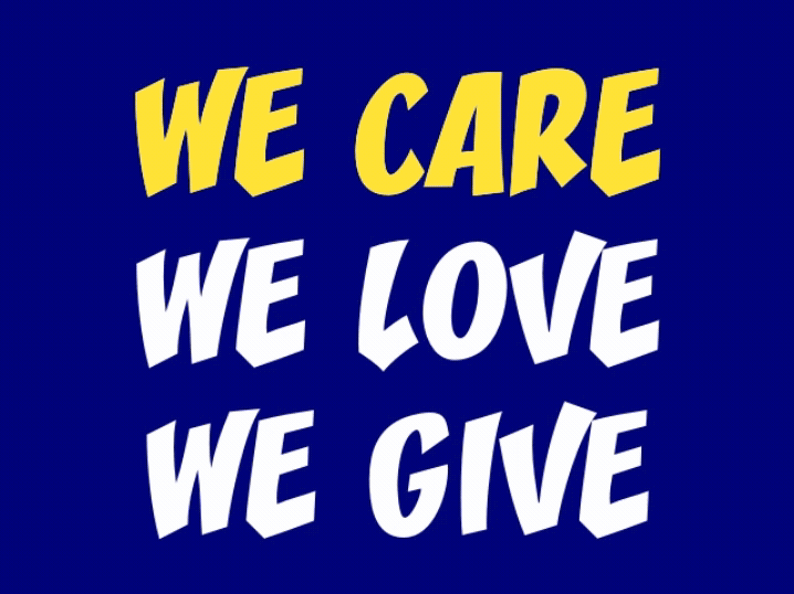 GIF flashing we care, we love, we give