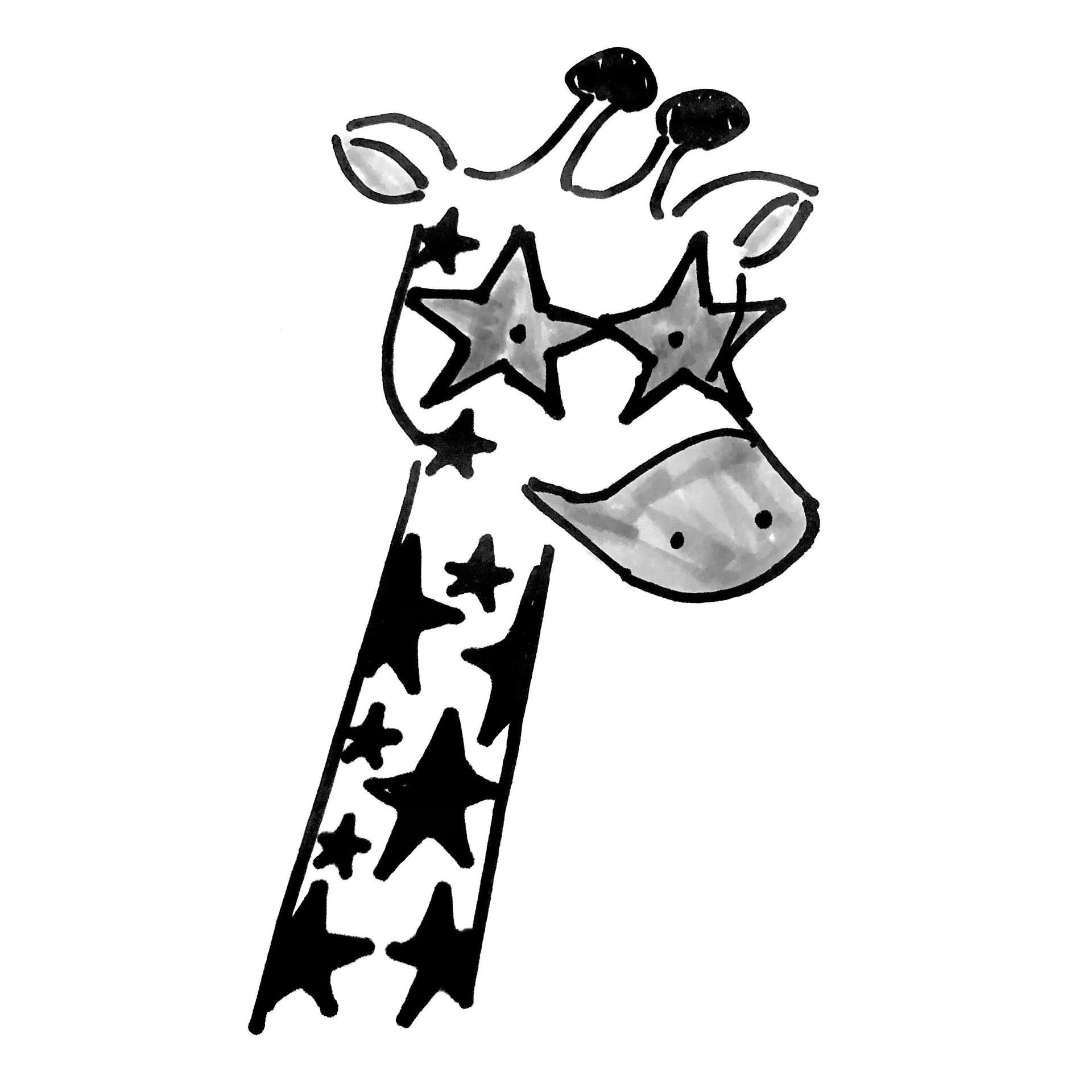Illustration of a giraffe by I. Castellanos