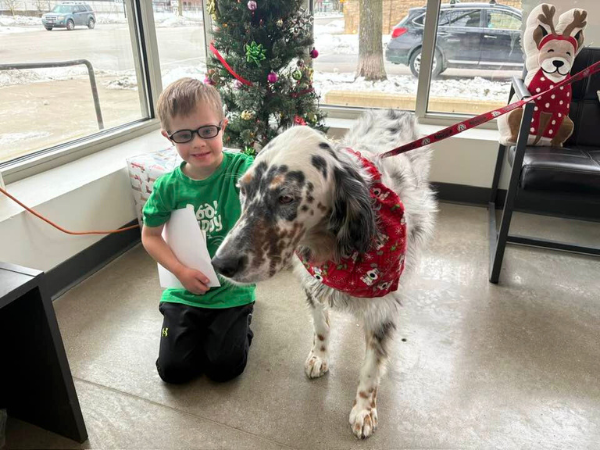 Simon read at his 24th Book Buddies reading session last month! Pictured with Simon is Book Buddy, Tupelo.