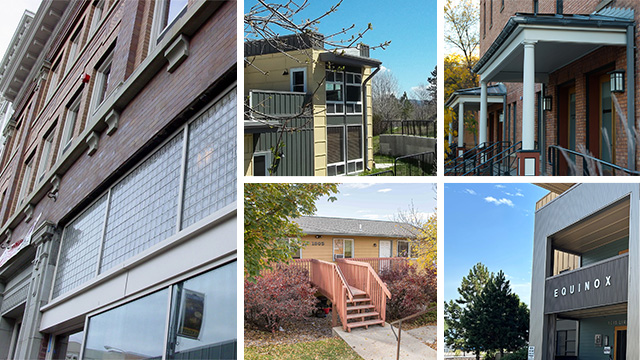 (left) Acme, (top row) Ouellette Place, Lenox Flats; (bottom row) Phillips, Equinox