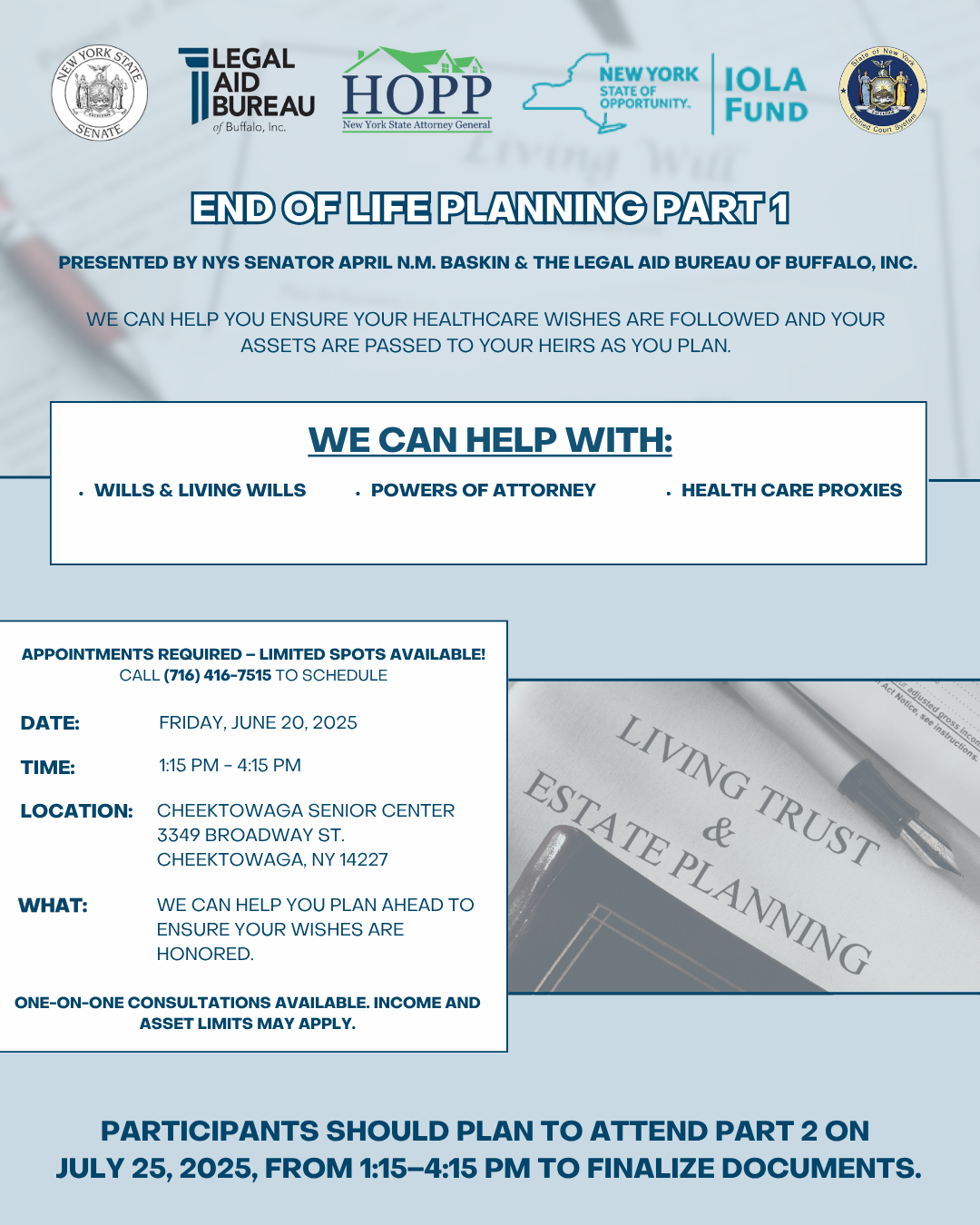 Flyer for End of Life Planning - Part ONe