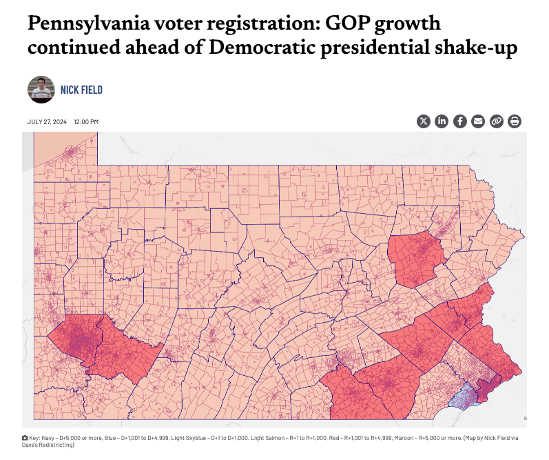 Pennsylvania voter registration: GOP growth continued ahead of Democratic presidential shake-up