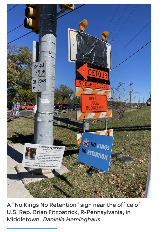 No Kings No Retention sign