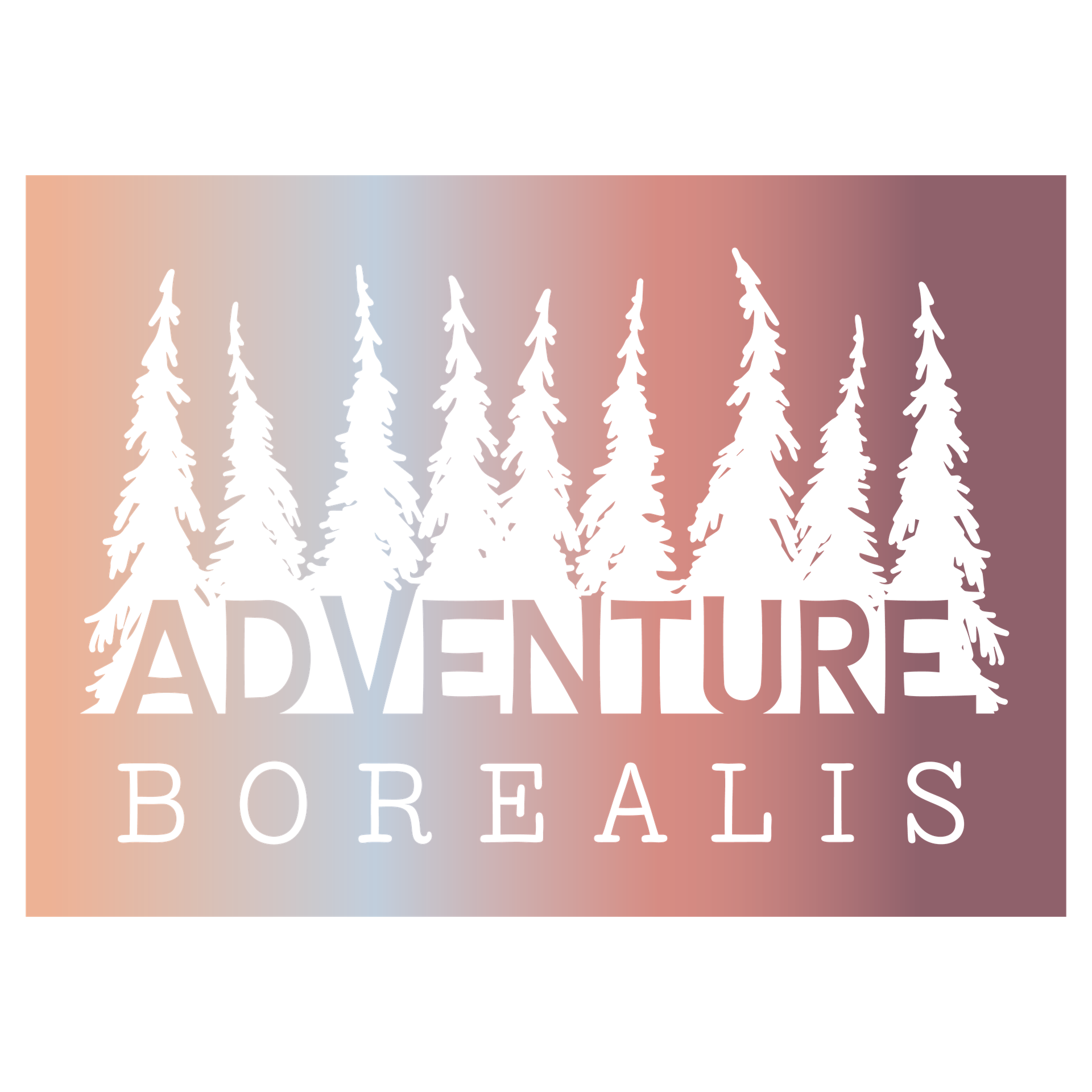 Light green Adventure Borealis logo made of spruce tree cuts outs