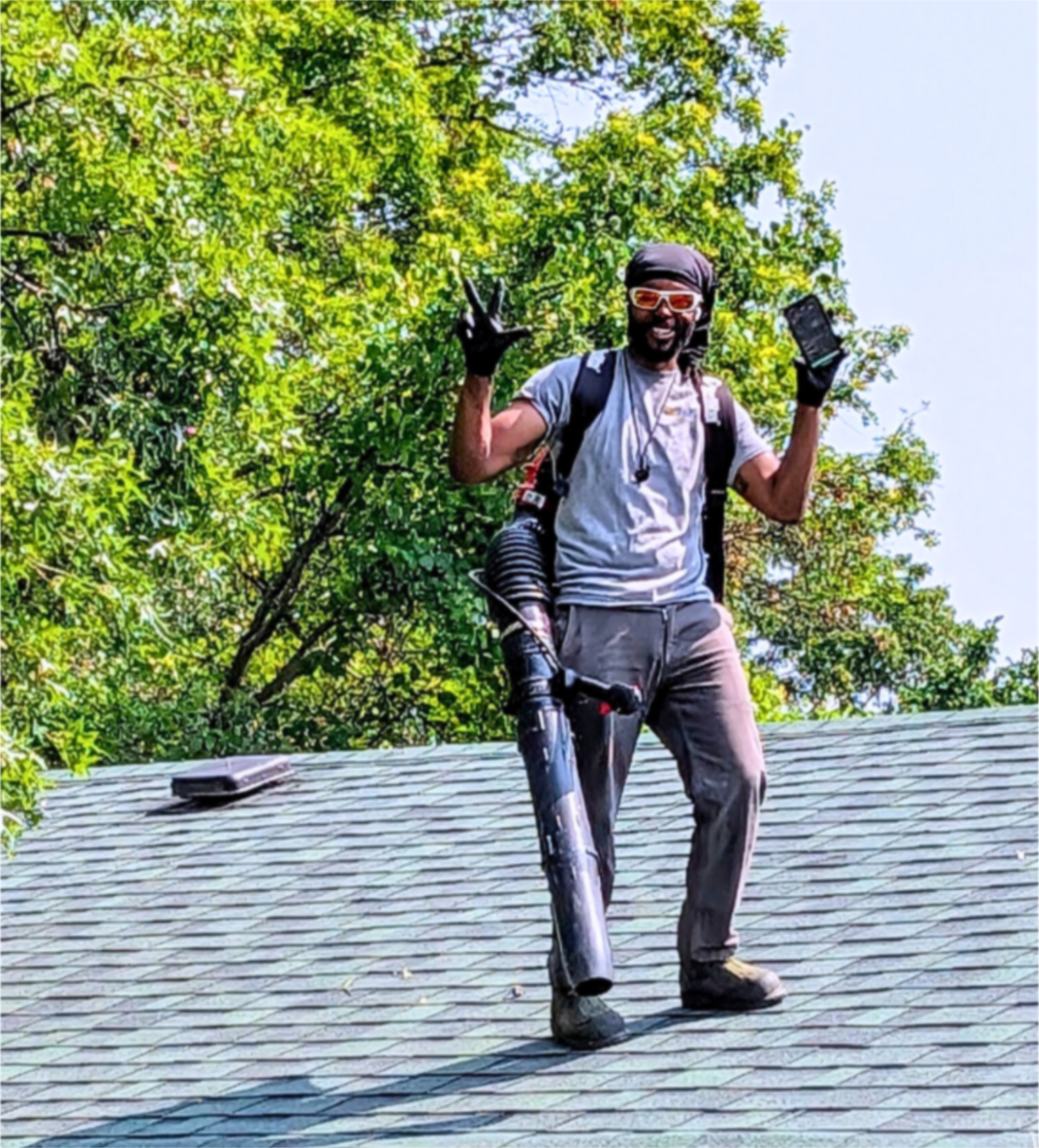 Maintenance Tech Ramon on roof