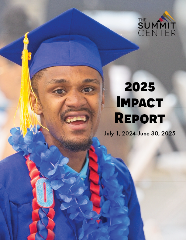 The cover of the 2025 Impact Report features a young man in a graduation gown and cap.