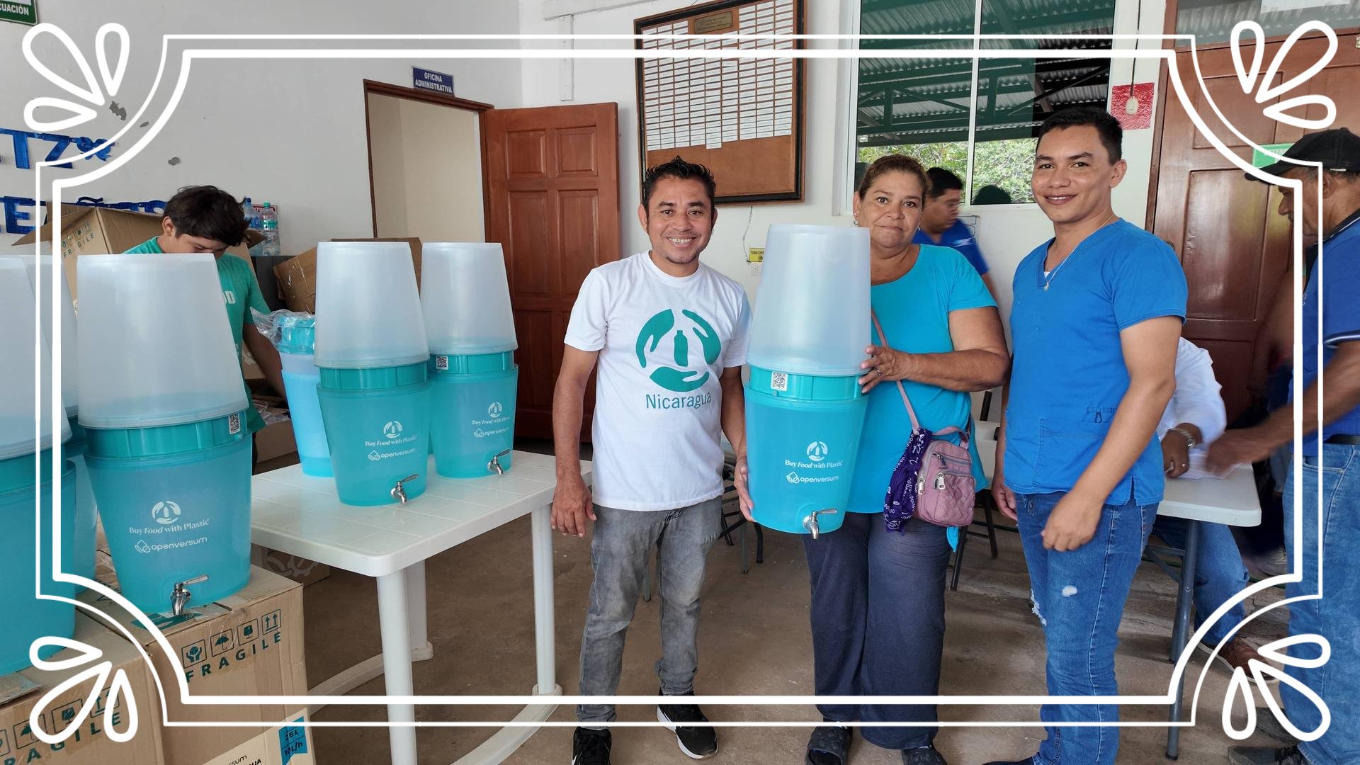 Woman receiving water filter