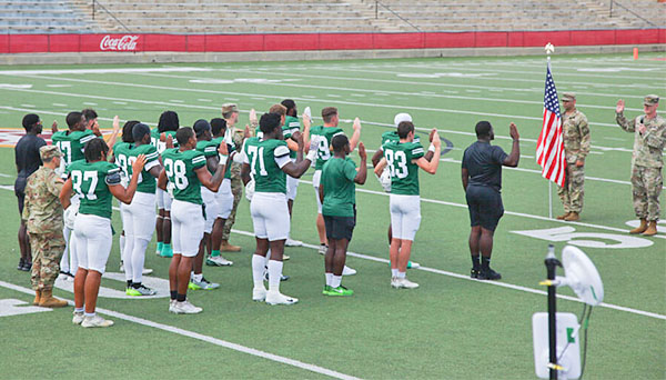 TU Students being sworn into the National Guard