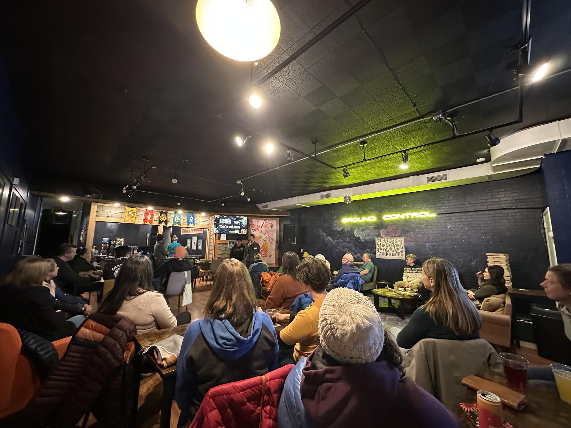 Picture of a crowd attending WRI's Science on Tap event at Ground Control in Wenatchee.