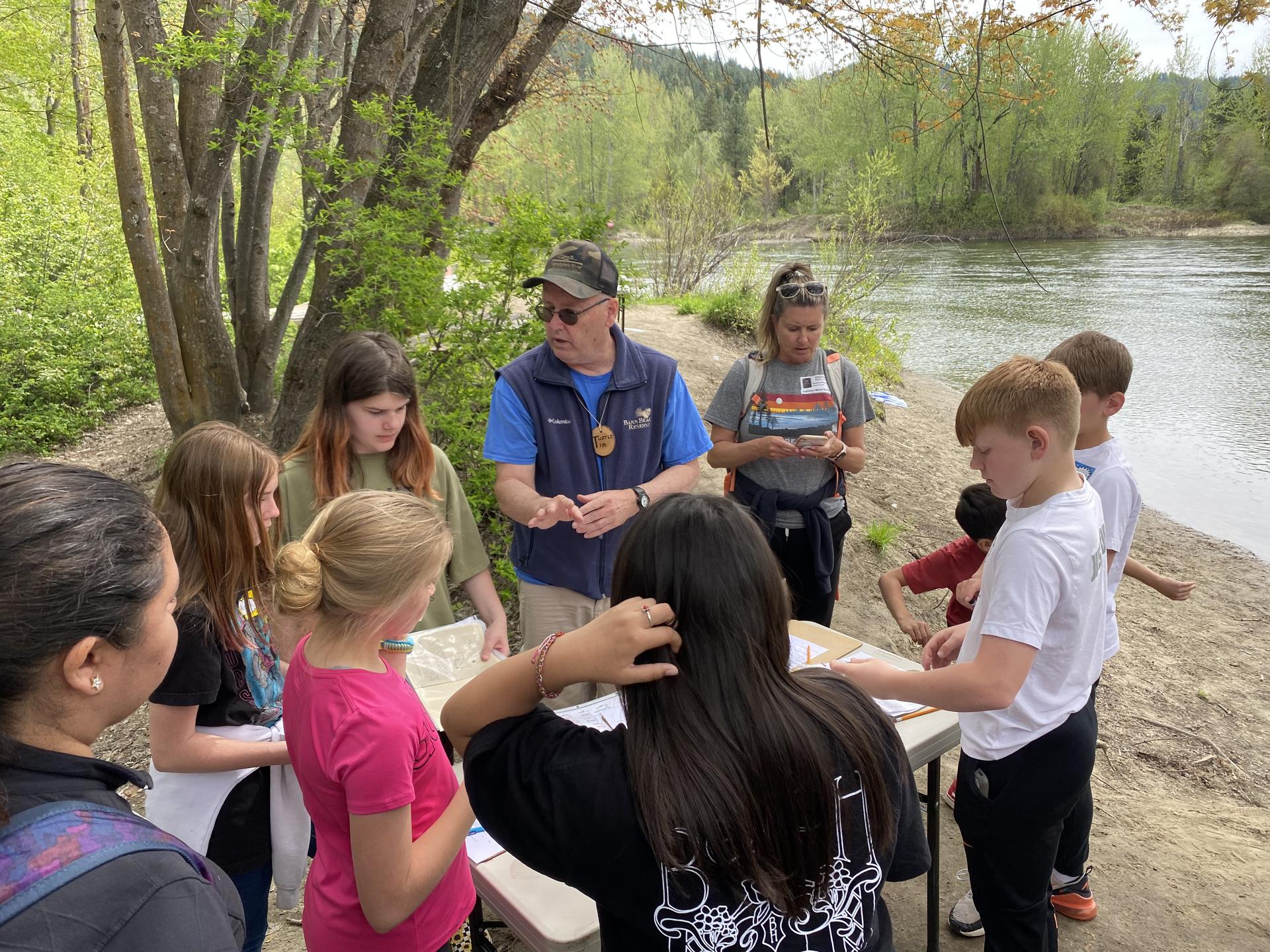 Volunteer Tim Helping 6th Grade Students