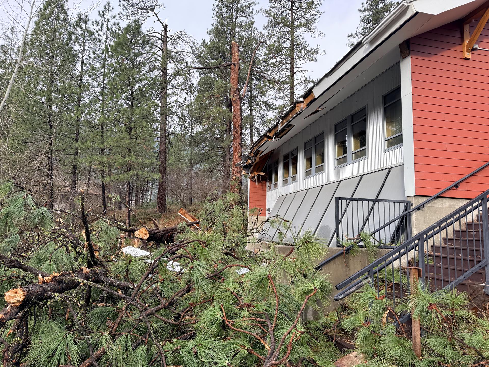 Image of the Red Barn after the wind storm - December 2025