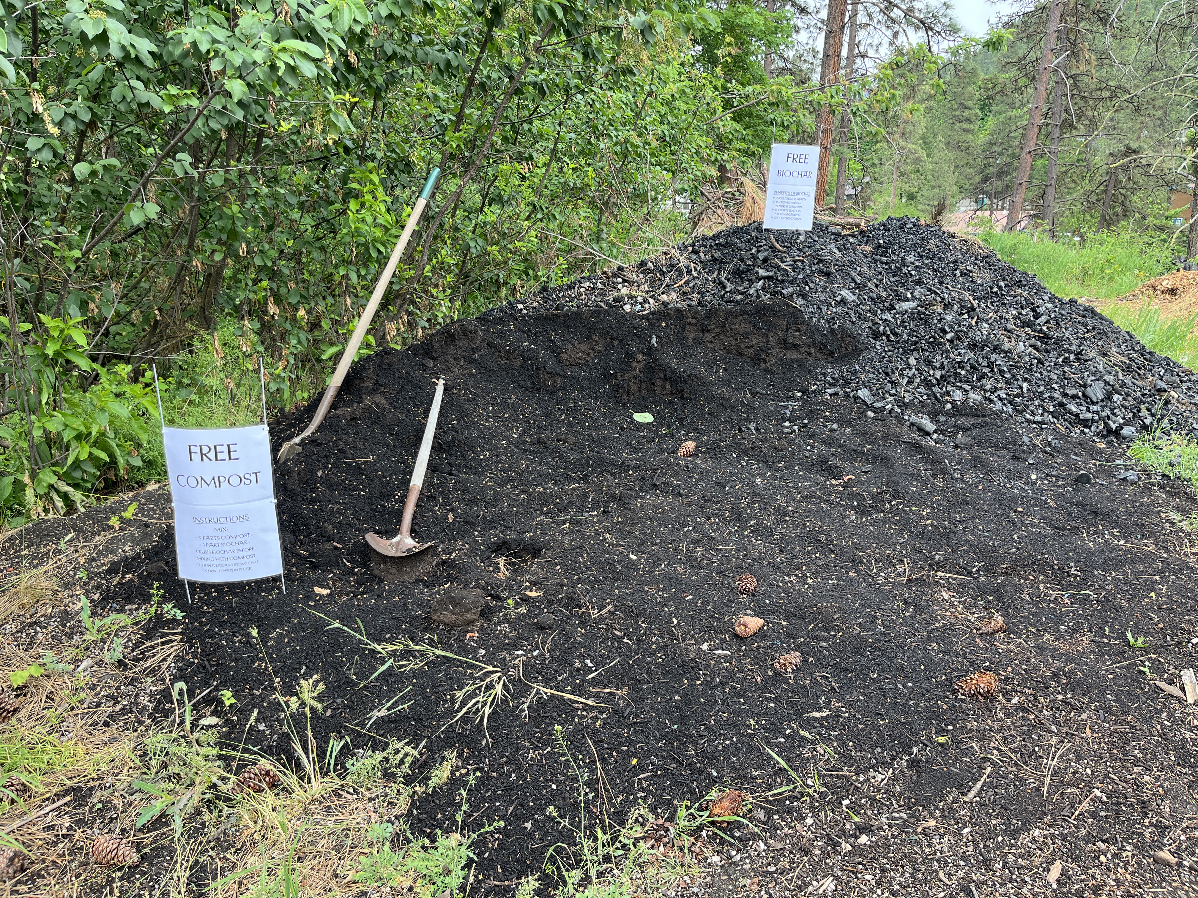 A pile of biochar and compost at the WRI Community Garden for locals to use in their gardens!