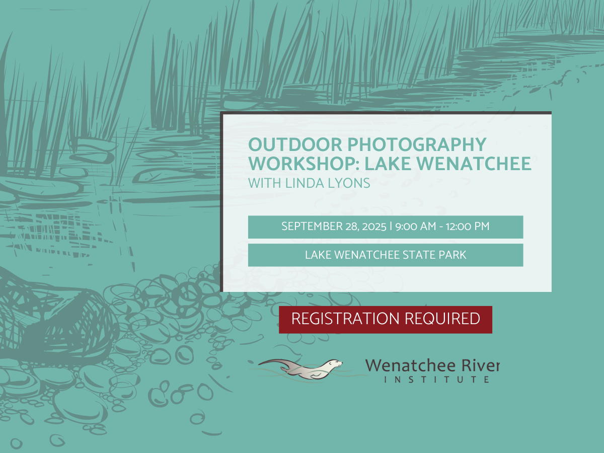 A graphic with information for the Outdoor Photography Workshop: Lake Wenatchee.