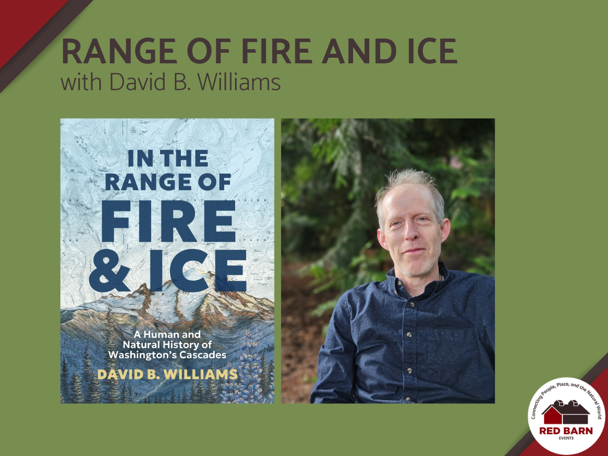 Graphic of Fire & Ice book and author David B Williams headshot
