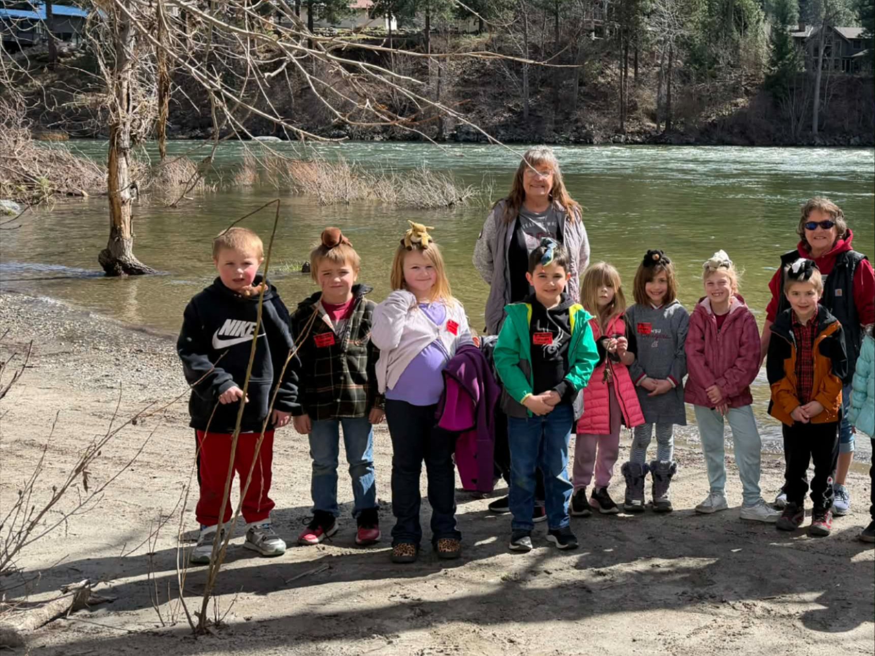 A group of students and teachers from Waterville Elementary enjoying a WRI Spring Youth Field Day.