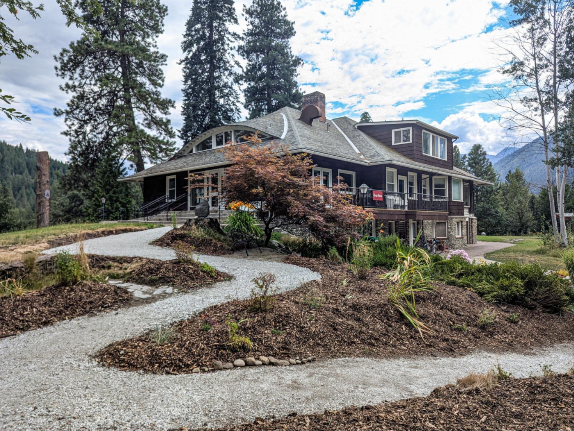 Picture of Wenatchee River Institute River Haus and its new accessible pathway leading up to the entrance of the building.