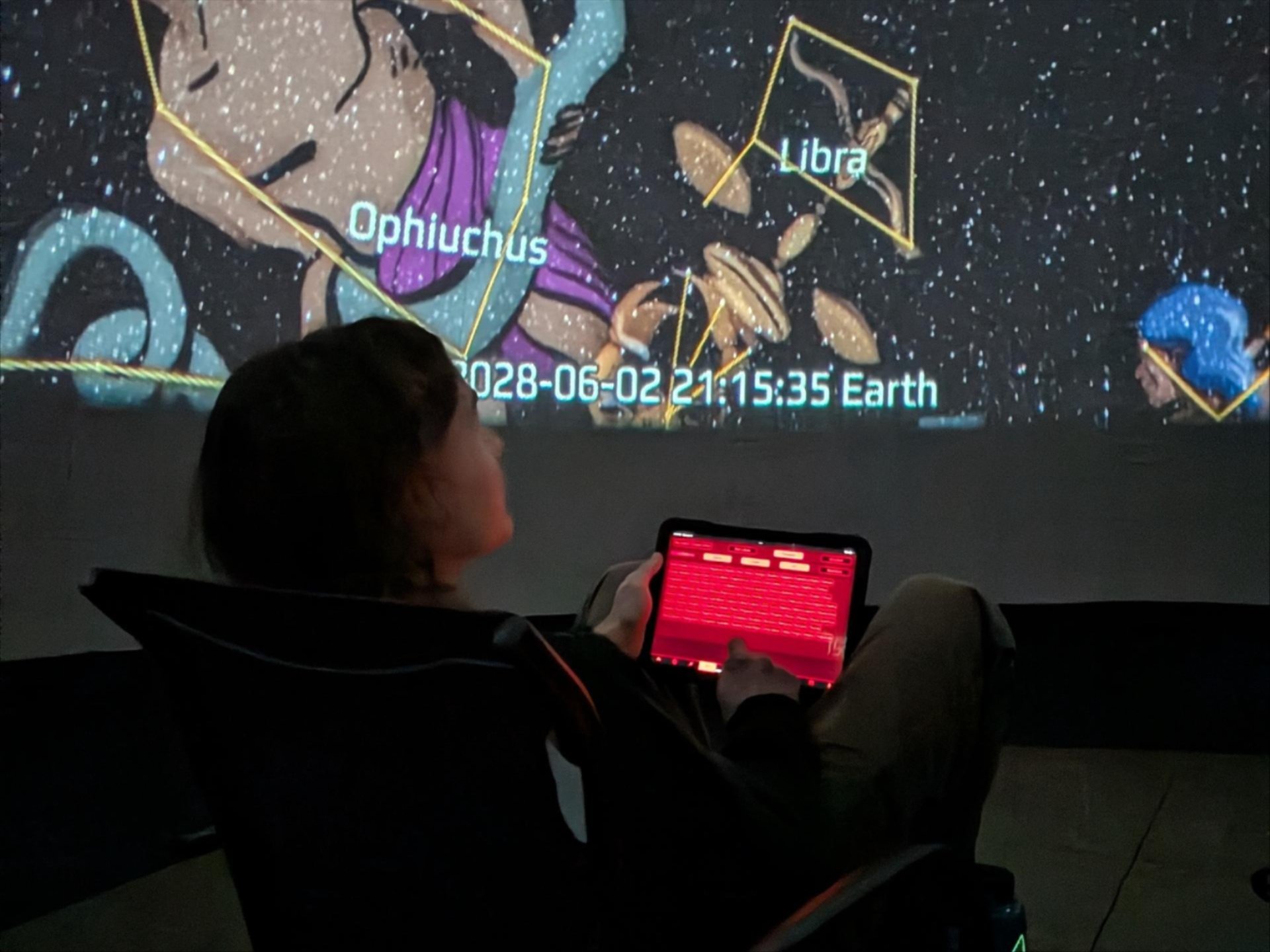 Jack, WRI Educator, running the Traveling Planetarium.