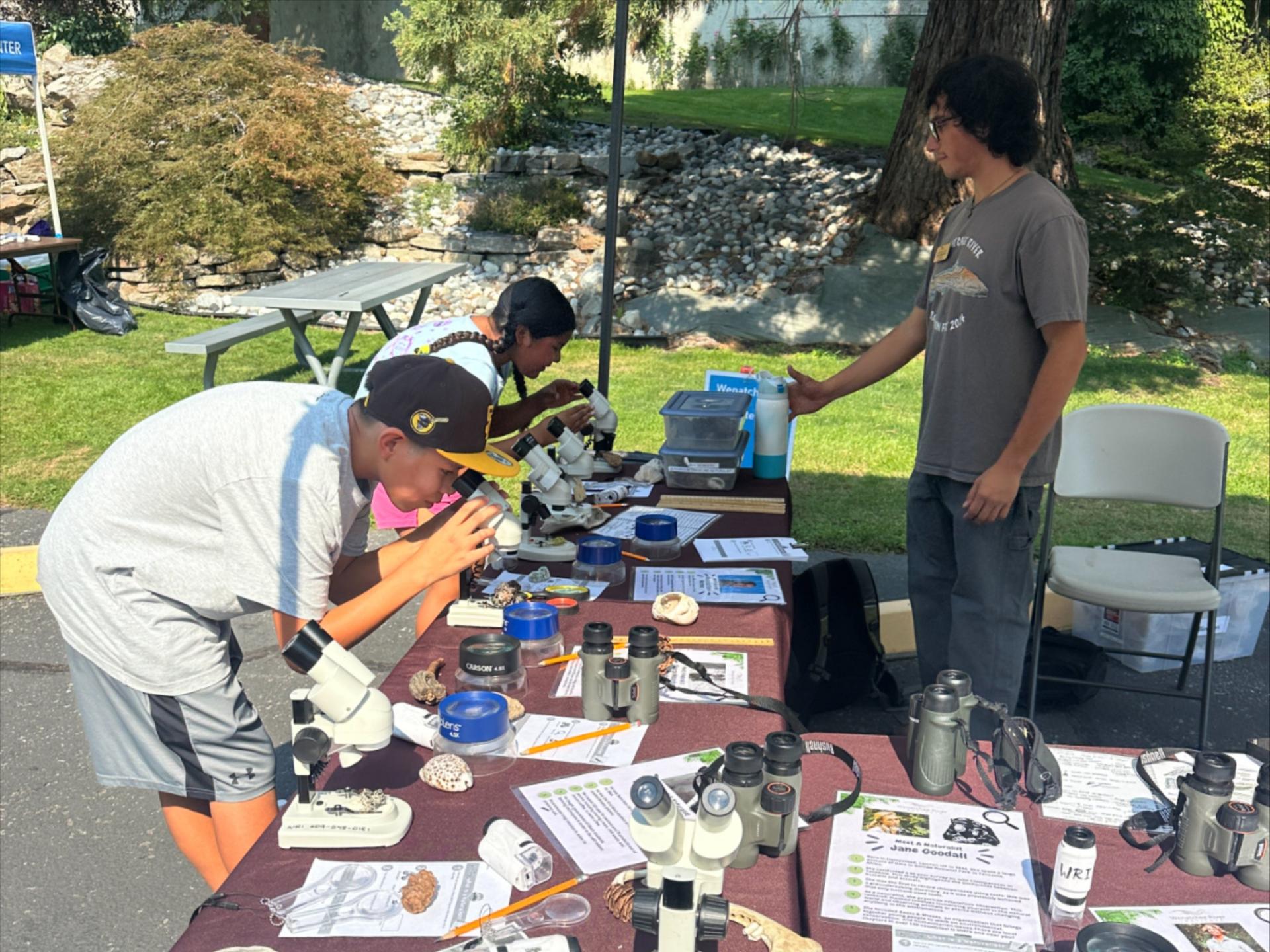 2025 Wenatchee River Salmon Fest WRI Table with stereoscopes. 