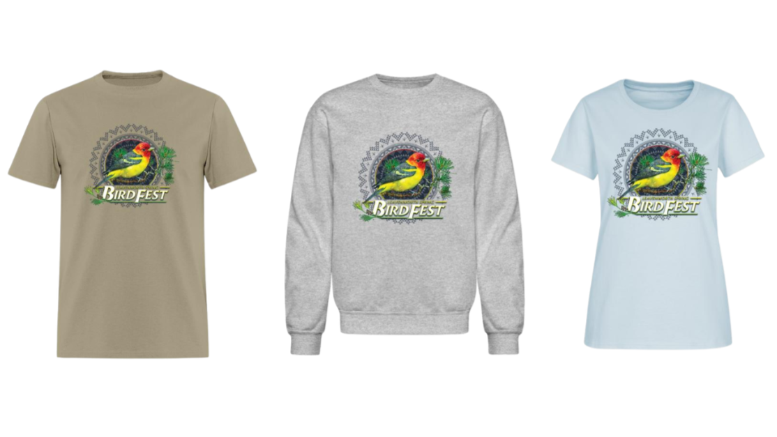 WRI Bird Fest product shirt and crew sweatshirt images for purchase.
