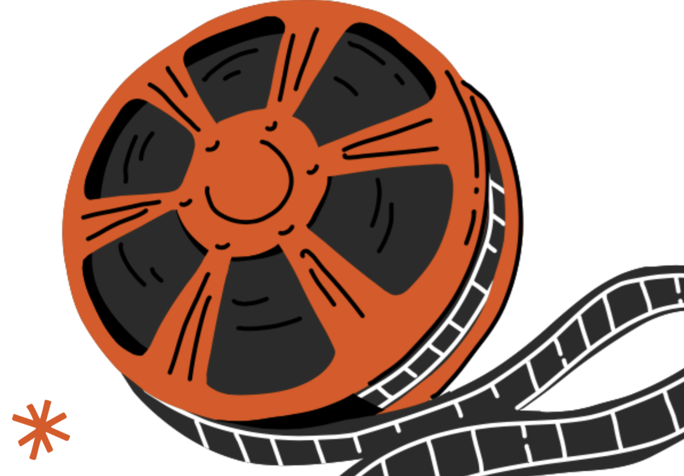 A cartoon film real created by an artist in Canva in orange and black.